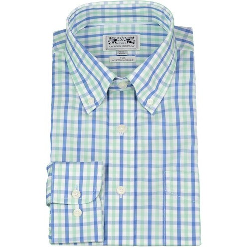 Men's Button-Down Shirt, Blue/Green Check