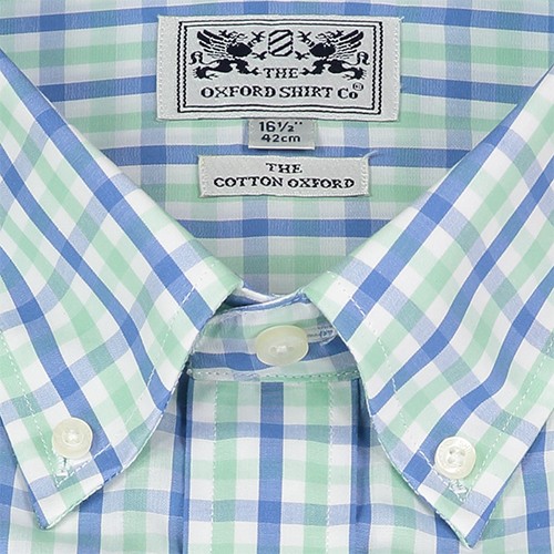 Men's Button-Down Shirt, Blue/Green Check
